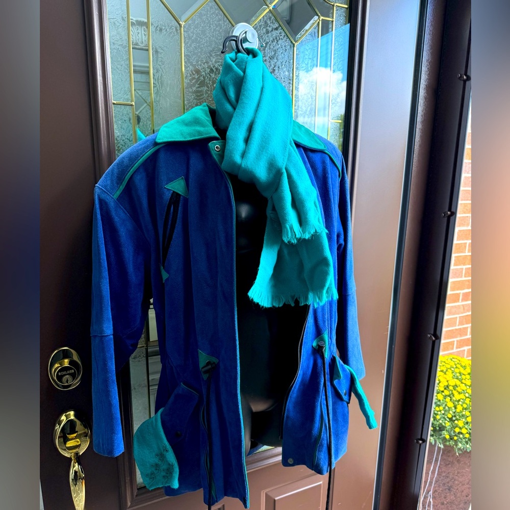 Vintage Wilson’s Leather Teal & Blue Suede Coat
